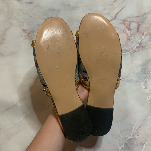 XOBZJH Evening Slides Rhinestone Sandal gold party shoes embroidery shoes 9.5 - Picture 13 of 13